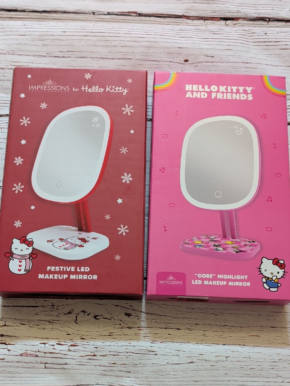 🆕 Cute Hello Kitty Pink Or Red LED Makeup Mirror with Character Base 💜❤️